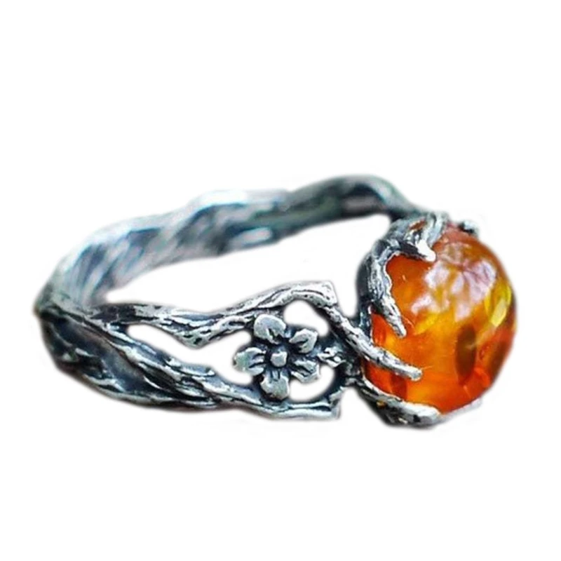 

Temperament Ring Exquisite Orange Transparent Stone Ring Vintage Style Jewelry Dropship