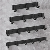 3/4/5/6 Hook Black Aluminum Wall Mounted Clothes Hook Suitable for Towels Bath Towels Jacket Clothes Home Bathroom Accessories 2