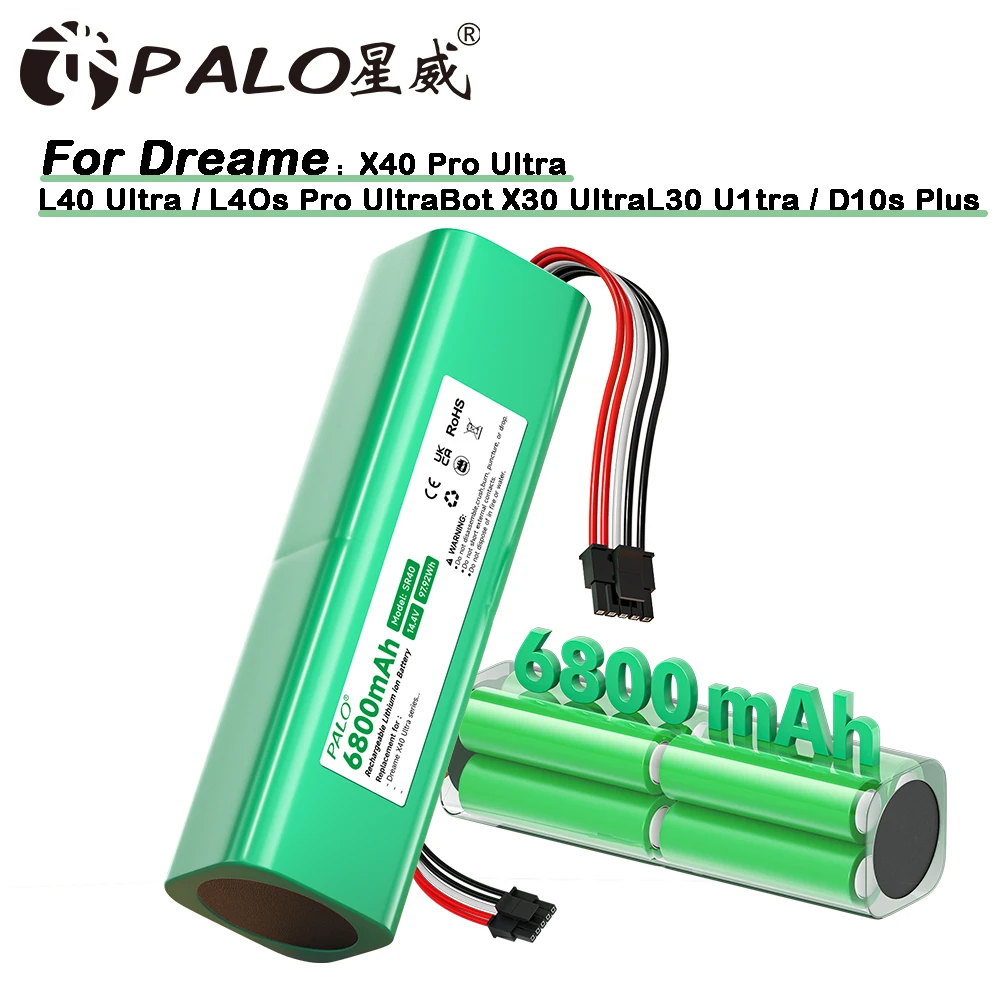 Exmate Batteria 14.4V 5600mAh Per Robot Aspirapolvere Dreame D9, D10, L10 Pro E Altri (Modello P2008-4S2P)
