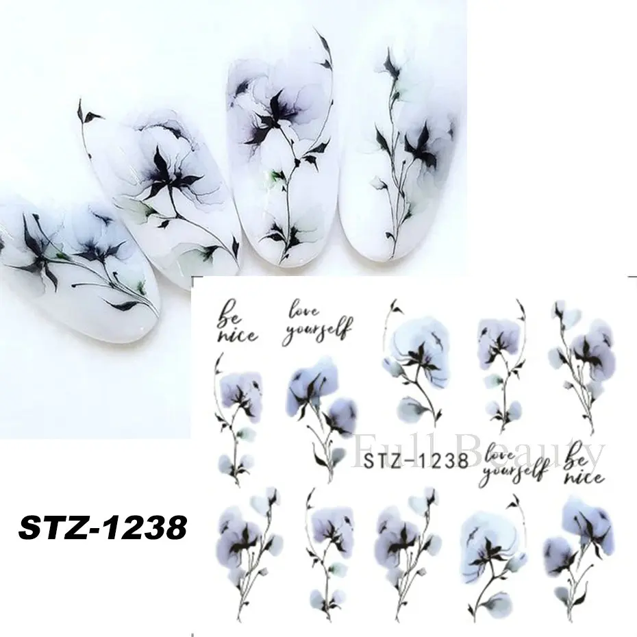 Beauty Flower Water Transfer Nail Sticker Nail Art Decals DIY Decorations Manicure Sliders Tip Tool 1 sheet, nail stickers,nail art decoration,nail decals,nail art tools,flower stickers