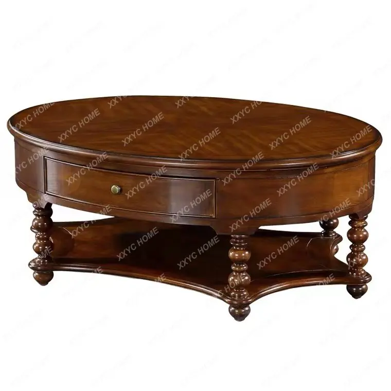 

Винтажный журнальный столик из массива дерева в стиле ретро для гостиной круглый журнальный столик для середины и старой небольшой квартиры чайный столик