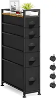 LASZOLA 5 Drawer Narrow Dresser Slim Cabinet Skinny Storage Tower Chest, Ideal for Small Spaces Bathroom Bedroom, Between Washer 1