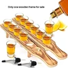 Wine Glasses Stand Wooden Drink Serving Tray With 6 Glasses Glass Cup Rack Tequila Glass Holder Serving Tray For Bar 4