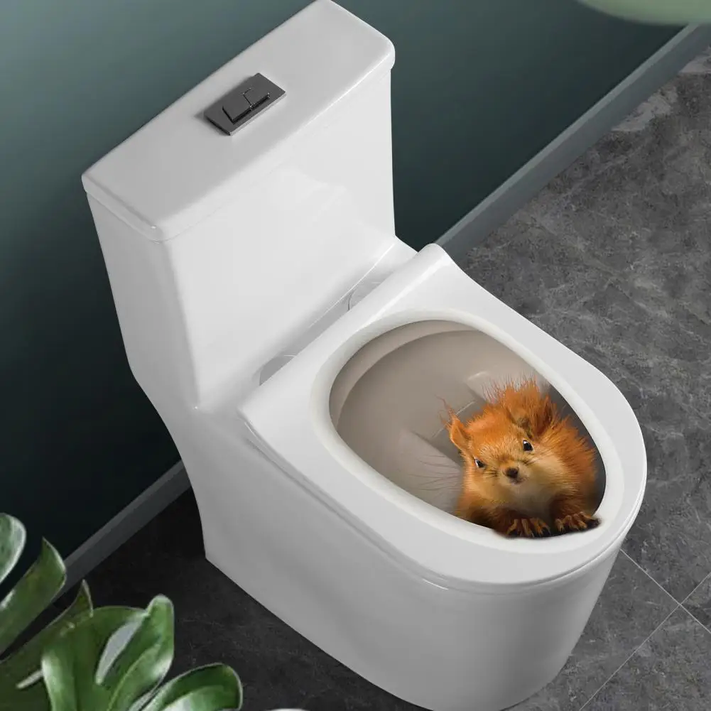Toilet Lid Sticker Diy Toilet Lid Decal Funny 3d Squirrel Decal Wall Sticker Waterproof Removable with Strong
