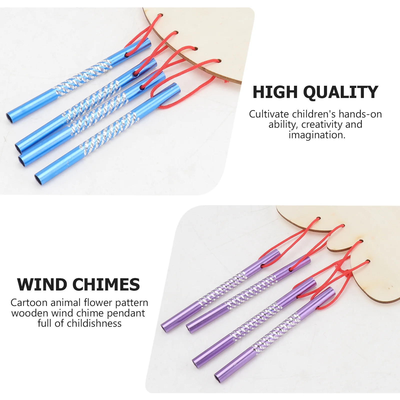 5 Pcs Graffiti Wind Chime Pendant DIY Decor Making Material Toy Kids Painting Board Educational Wooden Color
