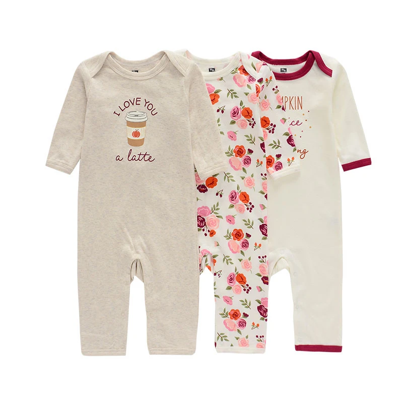 3Pcs/lot Newborn Fall Romper Long-Sleeved Baby Jumpsuits for 0-24 Months Boy Girl