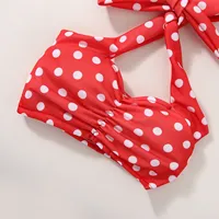 Baby Girls Swimsuits Fashion Summer Toddler Bikini Sets Infant Swimwear Polka Dots Print Bowknot Girls Bathing Suit Beachwear 5