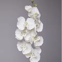 Elegant Silk Orchid Arrangement - 8-Head Artificial Butterfly Orchid for Wedding and Home Decor (White)