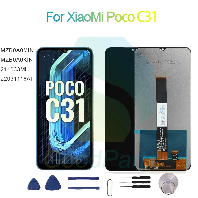 

For XiaoMi Poco C31 LCD Display Screen 6.53" MZB0A0MIN/KIN, 211033MI, 22031116AI Poco C31 Touch Digitizer Assembly Replacement