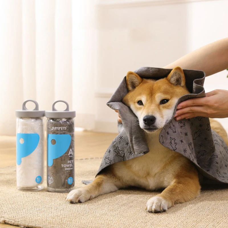 Pet Dog Bath Towel Cat Bath Towel Large Barrel Imitation Buckskin Cartoon Pattern Printing Absorbent Pet pet bath towel