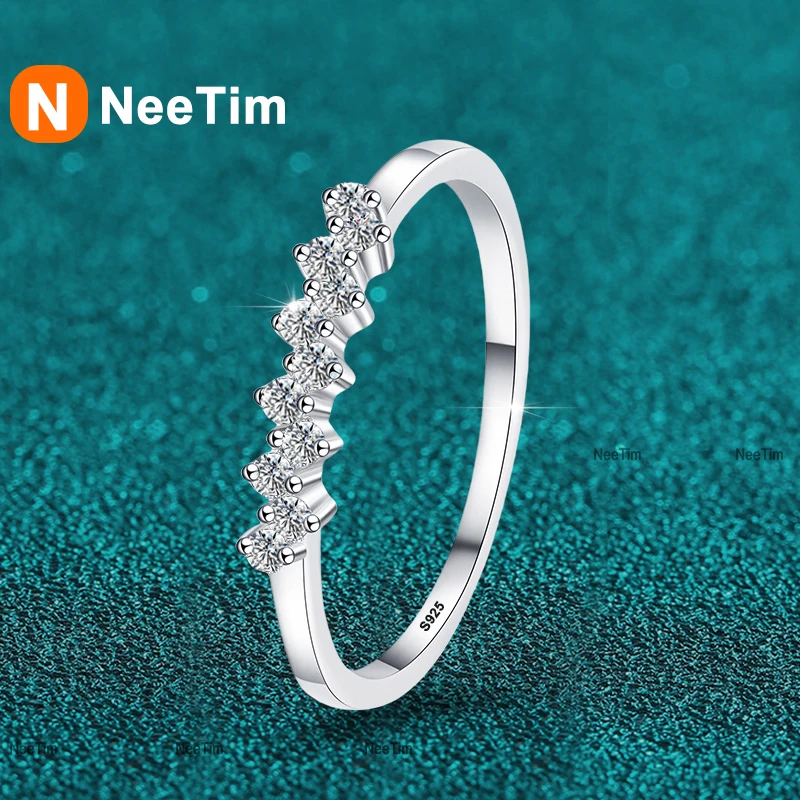 NeeTim Full 1.5mm D Moissanite Rings for Women 925 Sterling Silver Lab Diamond Wedding Ring Stackable Ring Band Gemstone GRA 1 NeeTim Full 1.5mm D Moissanite Rings for Women 925 Sterling Silver Lab Diamond Wedding Ring Stackable Ring Band Gemstone GRA