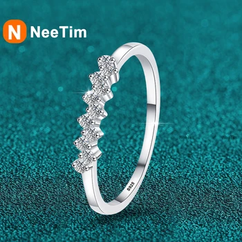 NeeTim Full 1.5mm D Moissanite Rings for Women 925 Sterling Silver Lab Diamond Wedding Ring Stackable Ring Band Gemstone GRA