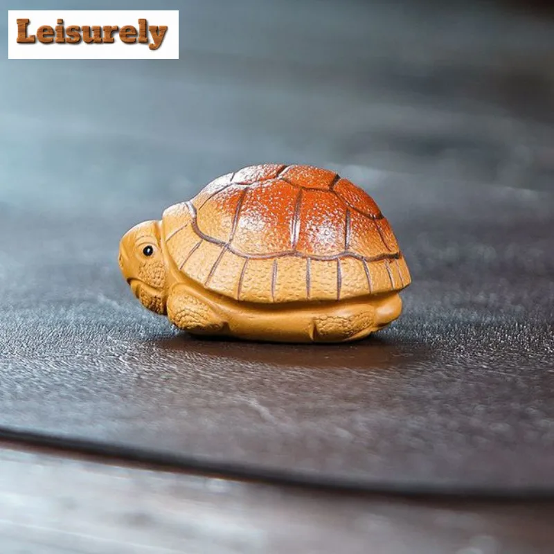 Yixing Zisha Wealth Turtle Tea Pet Vintage Lucky Model Tea Figurine Play Toys Tea Statue Ornaments Tea Ceremony Supplies Craft