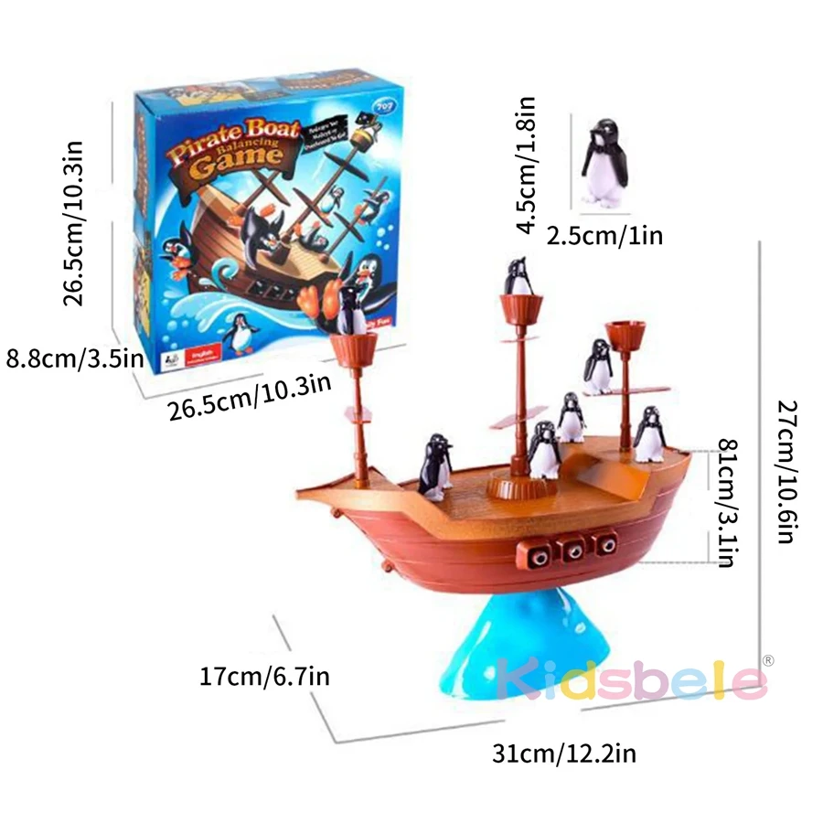 Balance Penguin Pirate Ship Puzzle Toy Pirate Boat Desktop Balancing Game For Kids Fun Parent-child Interaction Birthday Gift