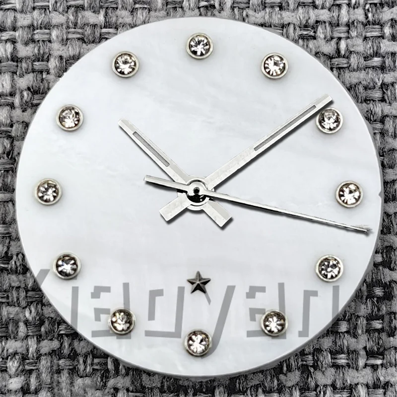 Elegant 24.5mm White Mother of Pearl Women's Watch Dial with Star Sign and Diamond Index