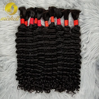 Virgin Hair Braiding Bundles Human Hair Bulk for Extensions Deep Wave Curl Braids Natural Hair Weaving Extension for Boho Braids 1