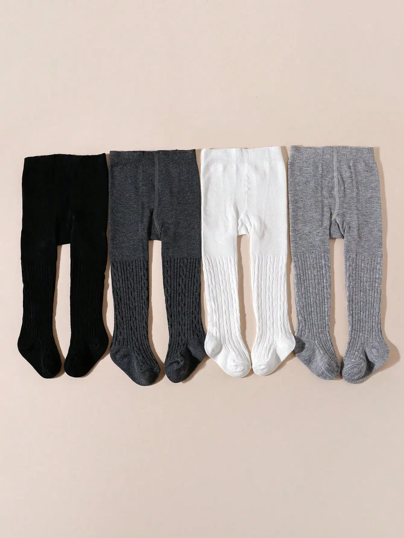 4pairs Cute Baby Girls Mesh Cable Knit Tights Spring Autumn Winter Cotton Stocking Breathable Pantyhose For Toddler Girls