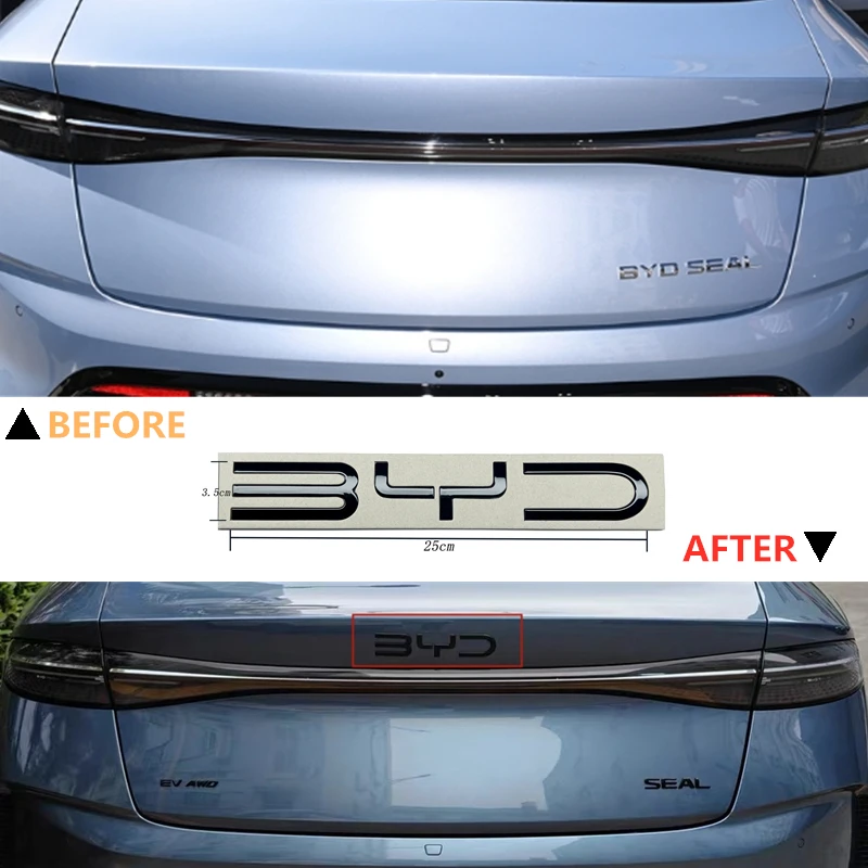 Car Stickers Car Fender Emblem Badge 3D ABS Chrome Black BYD Emblem Letters Stiker Car Trunk Badge for BYD SEAL QIN HAN SONG Plus ATTO3 SEAL U