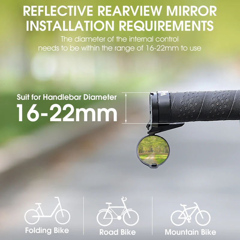 WEST BIKING Bike Rearview Mirror Universal Adjustable Convex Mirrors Rotate Handlebar End Mirror MTB Road Bike Accessories