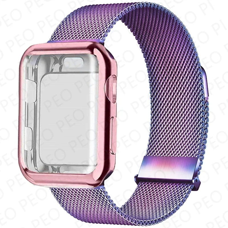 Sleek Metal Magnetic Loop Watch Band with Protective Case