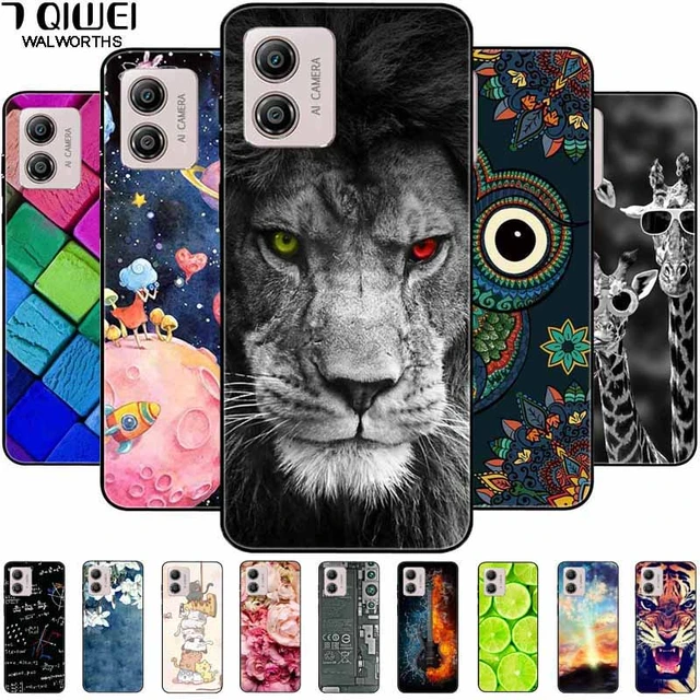 For Motorola Moto E13 Case Soft Silicone Flower Lion Wolf TPU Back Cover  for MOTO E13 E 13 6.5'' Cute Phone Shell for MotoE13