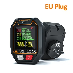 Enhanced Digital Socket Tester with Color Screen and Circuit Detector Features (EU Plug)