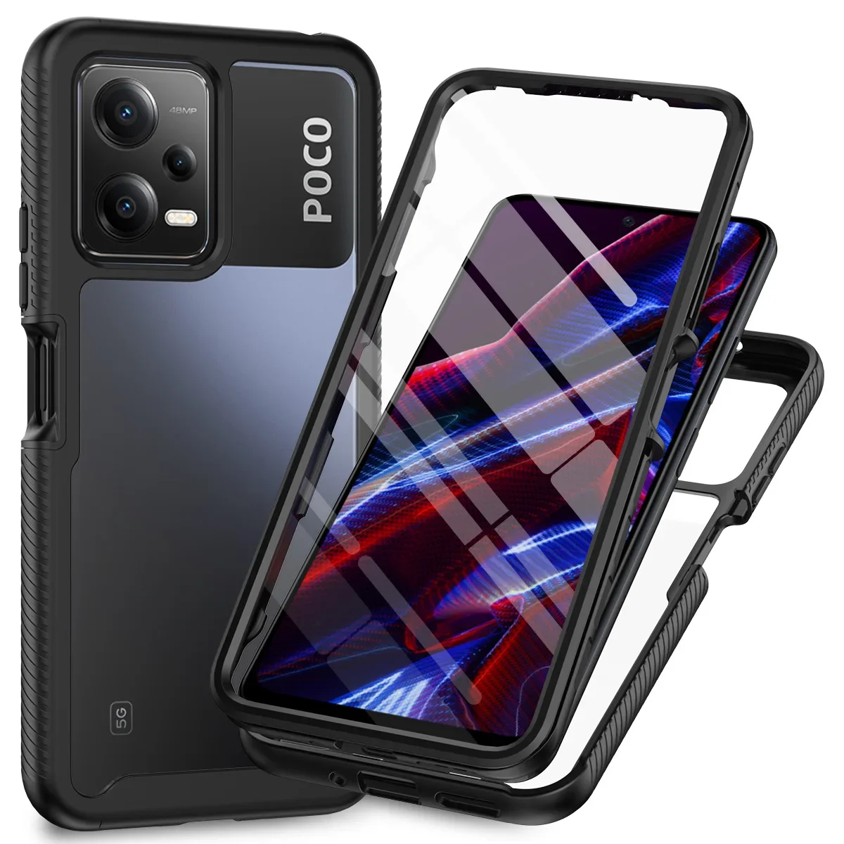 

Hybrid TPU/PC Case for Xiaomi Poco X5 Pro 5G Built-in Screen Protector 360Degree Shockproof Shell Cover for RedMi Note12 Pro 5G