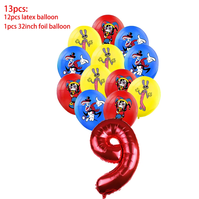 thumbnail image 1 of Increíble vajilla de circo digital, decoración para fiestas de cumpleaños, pancarta con globos, adorno para tarta, suministros para fiestas, baby shower, 1 of 5