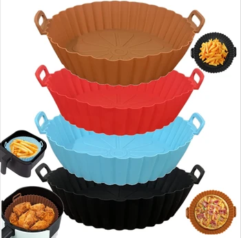 Air Fryer Silicone Basket-Reusable Non-Stick Tray Baking Tray for Pizza Fried Chicken Fries-Air Fryer Liners Accessories