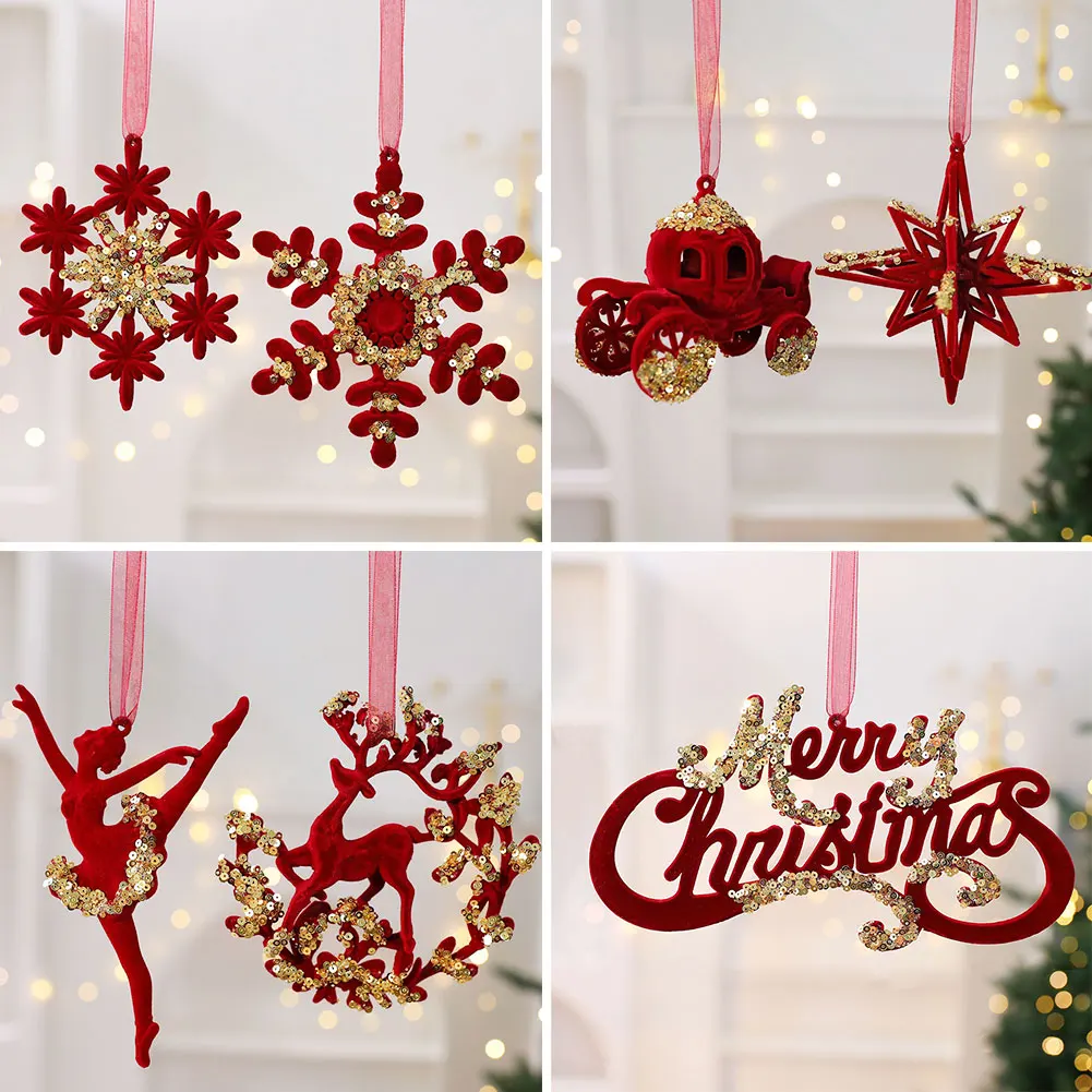 1pcs Hanging Red Velvet Flocked Bell Ornament Garland Bow Christmas Tree Mantel Door Holiday Party Home Decorations