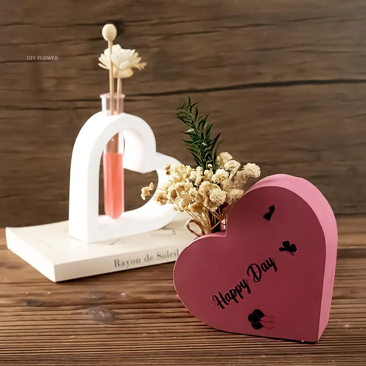 Silicone Mold Heart Hydroponic Vase DIY Handmade Hollow Love Shaped Aromatherapy Flower Arrangement