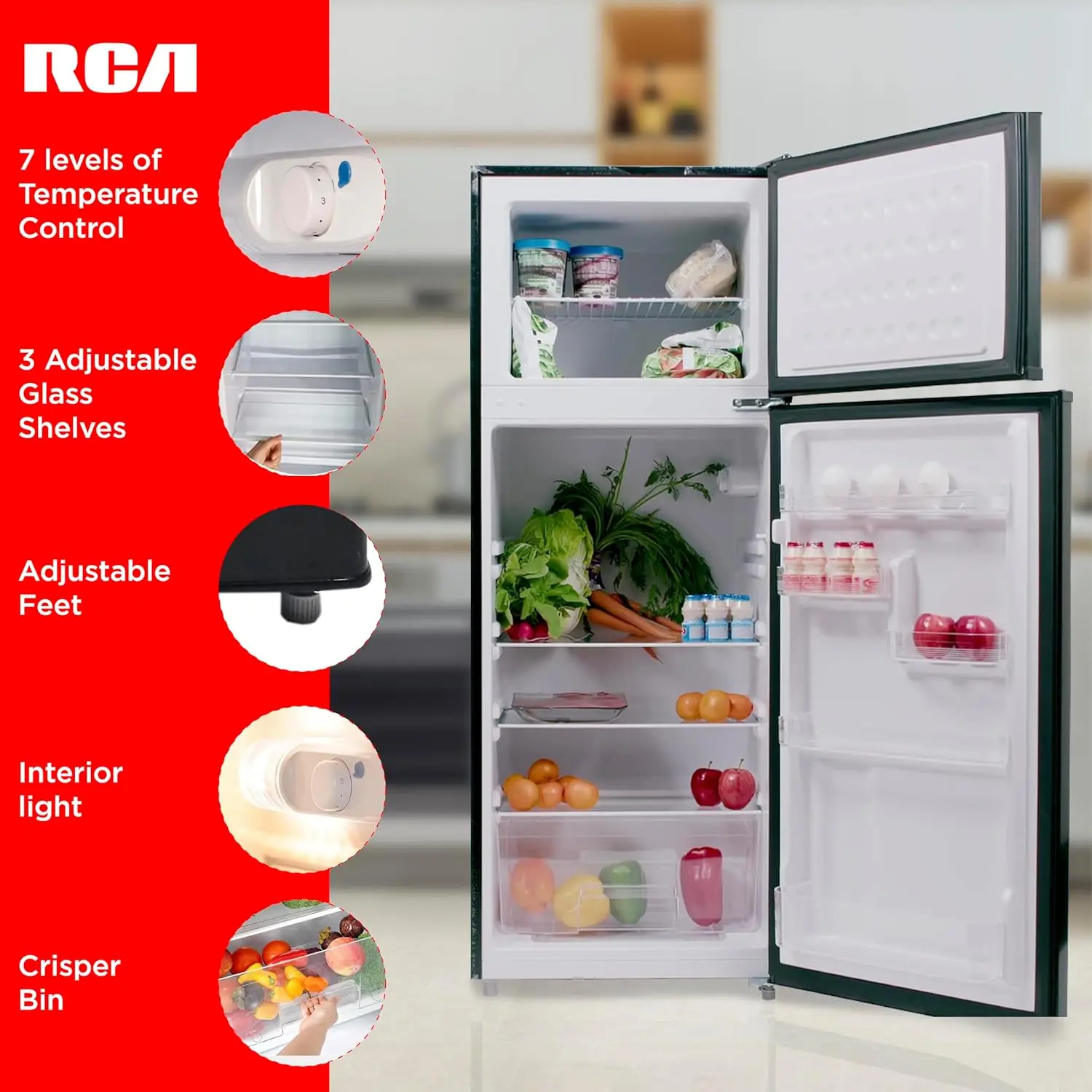741-  Size-Top Freezer-2 Door Fridge-Adjustable Thermostat Control-Black-7.5 Cubic Feet 3