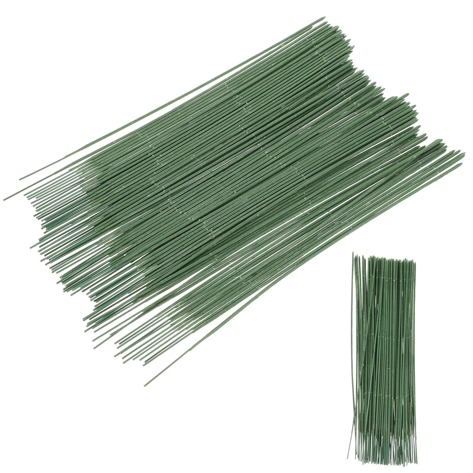 100pcs25cmPlasticFloralStemsArtificialFlowerRodsGreenFlorist