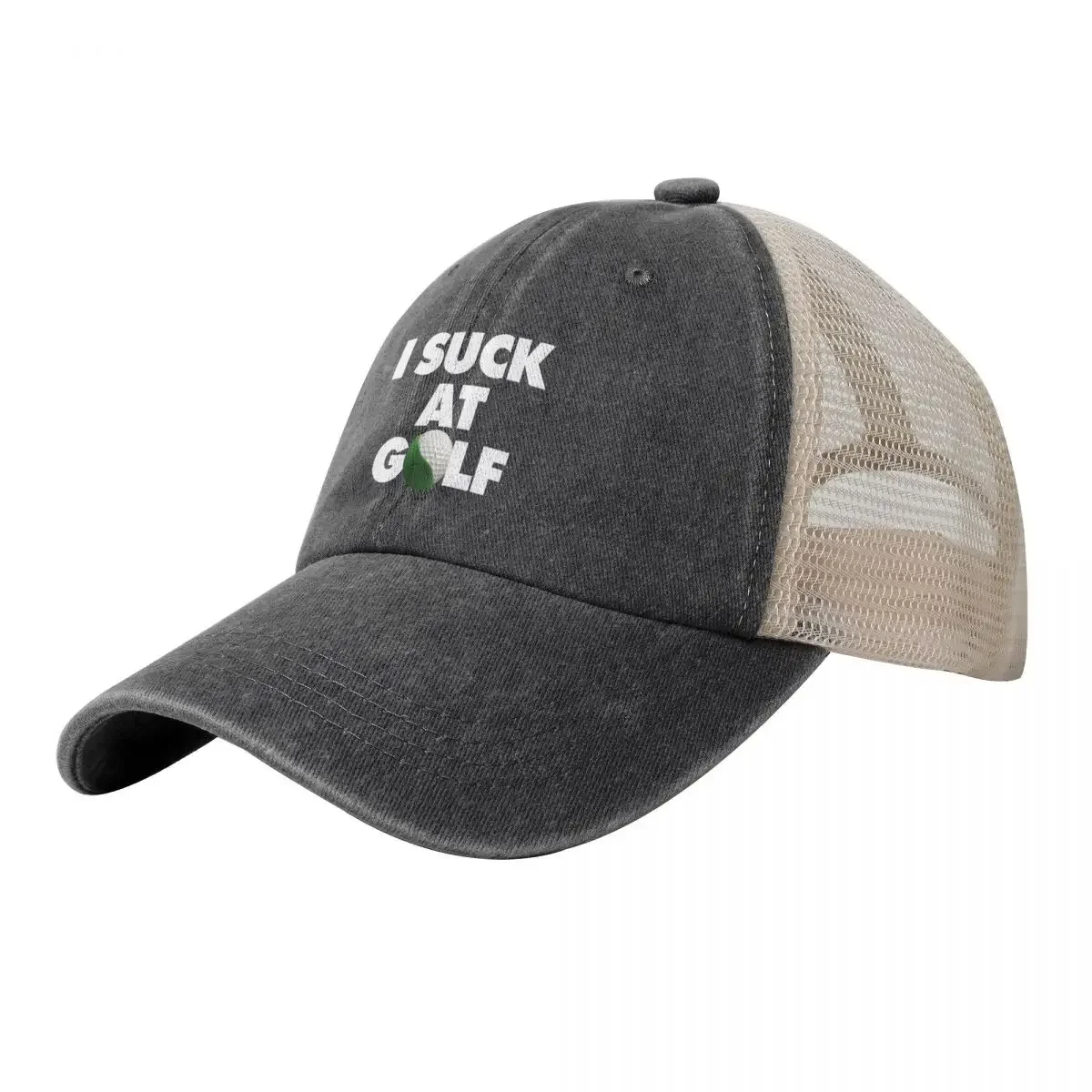 I suck at golf Funny Golfer saying Quote Cowboy Mesh Baseball Cap Icon Vintage For Women Men's