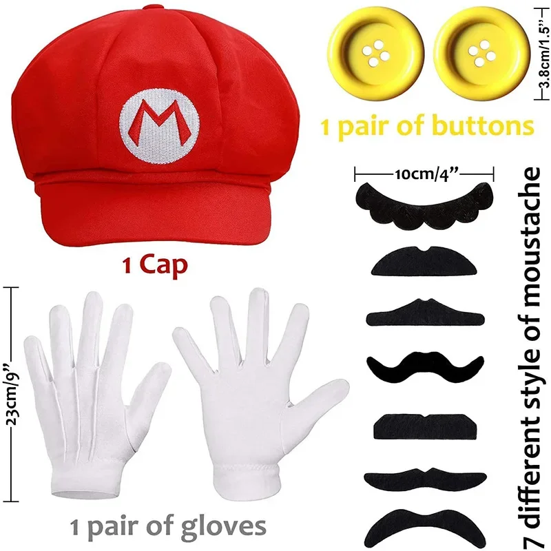 2Pcs Super Bros Luigi Adult Hat Cap Costume Cosplay Halloween Baseball Anime Unisex Role Play hat halloween hat lamp party hat carnival hat adult police hat