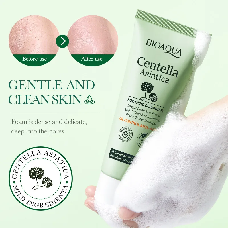 BIOAQUA Centella Asiatica Facial Cleanser Moisturizing Oil Control Face Cleansing Face Wash Foam Facial Cleanser Skin Care 5