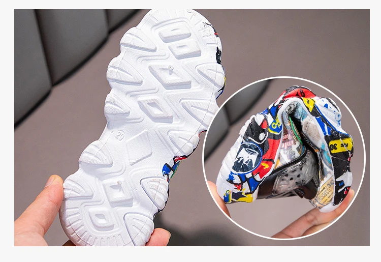 Cool Graffiti Soft Sole Toddler Boys or Girls Basketball Sneakers