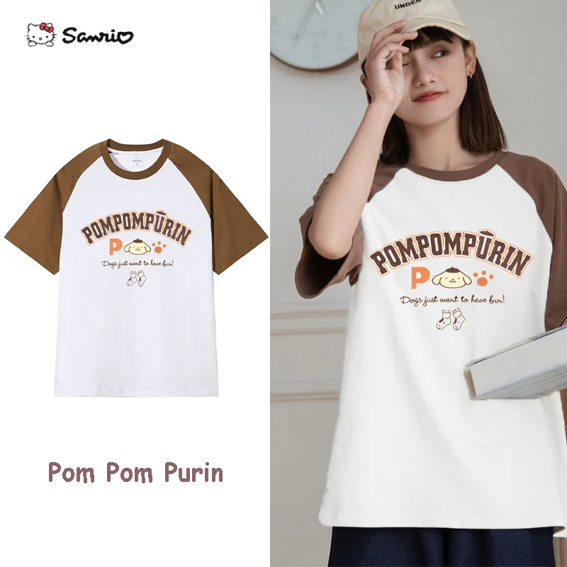 

Cute Sweet Summer Women Short-sleeved 2023 Japanese Sanrio Cartoon Print Loose Sports T-shirt Fashion Casual Harajuku Tops