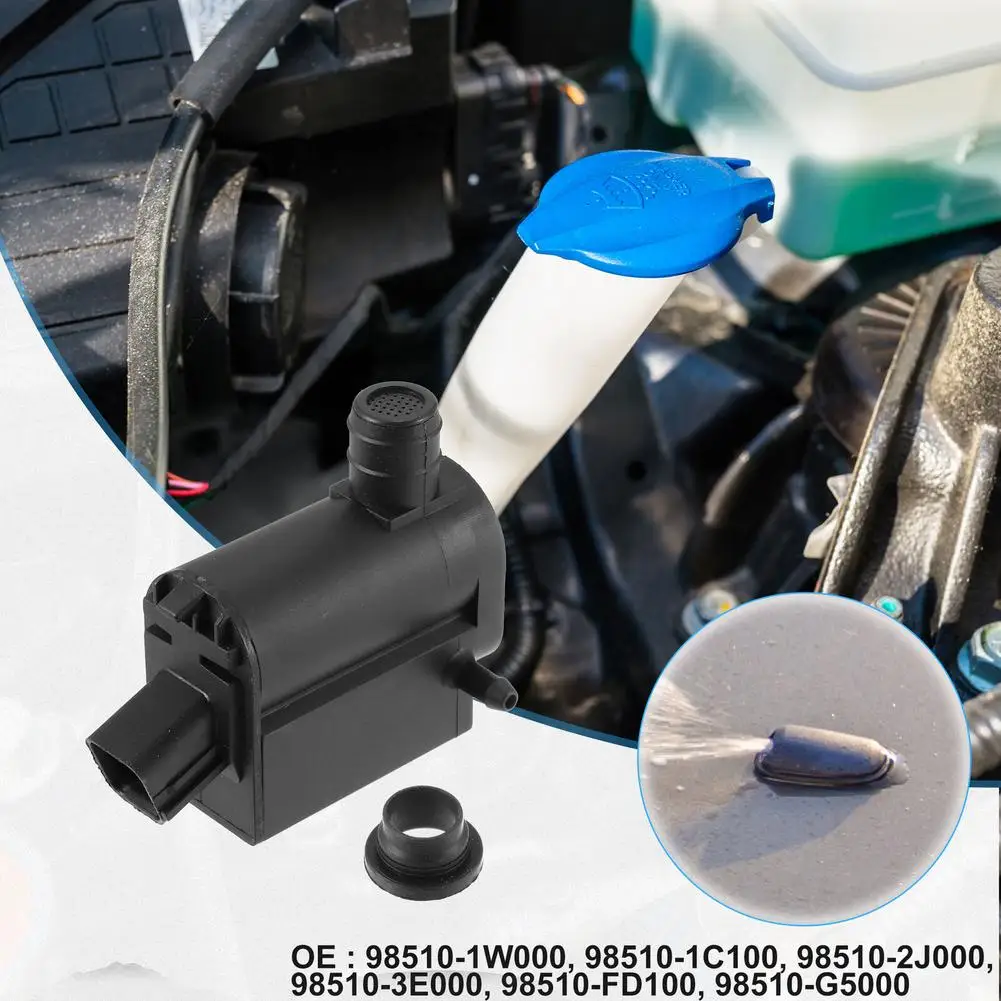 

Car Windshield Washer Pump With Grommet Wiper Spray Motor 98510-1c100 Compatible For 2004-2006 Kia Rio
