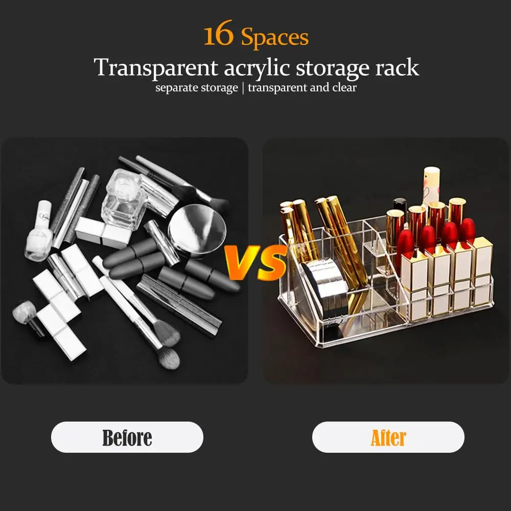 Acrylic Lipstick Organizer Lipstick Holder Lip Gloss Cosmetic Clear Storage Box for Drawer, Vanity, Bathroom 6