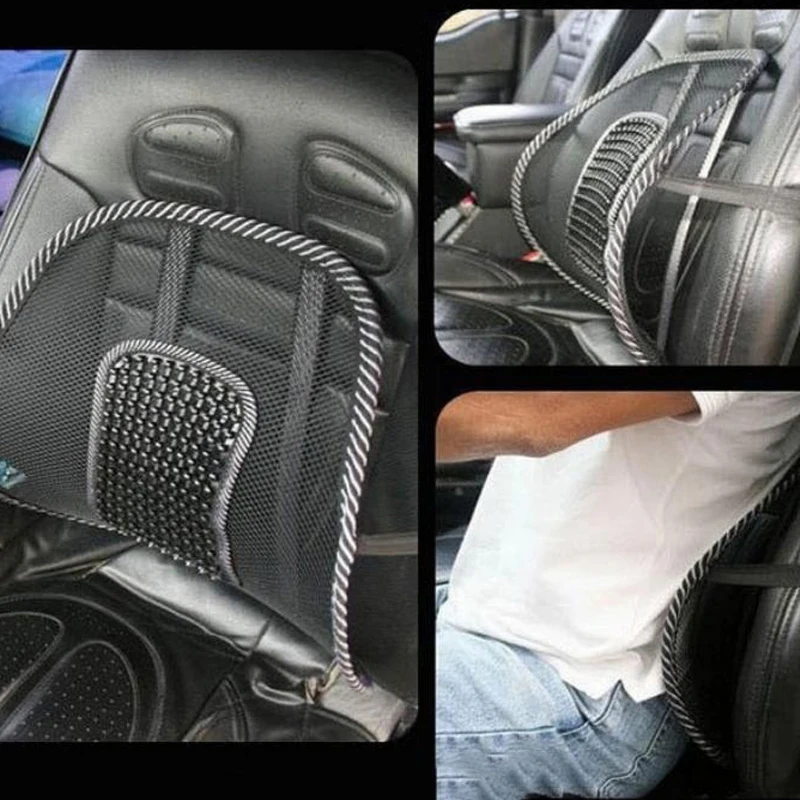 China Black Car Back Rest With Lumbar Support Mesh Cushion Pad