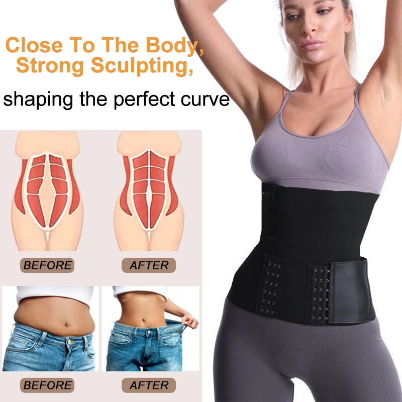 Underwear Body Shaper Belt Faja Colombiana Moldeadora Waist Cincher Corset  3-POS HOOKS, Fat Burner, WAIST Shapi Black at  Women's Clothing store