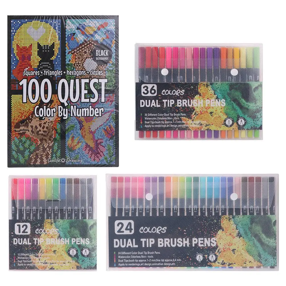 Attività dei cartoni animati Libro di pittura a colori Carta fai da te Matita per acquerello bifacciale Set di libri a colori di riempimento educativo ad asciugatura rapida - immagine 5