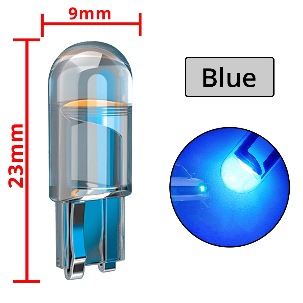 Super Bright Multi-Color LED Glass Housing Car Bulb - Wedge License Plate and Dome Light