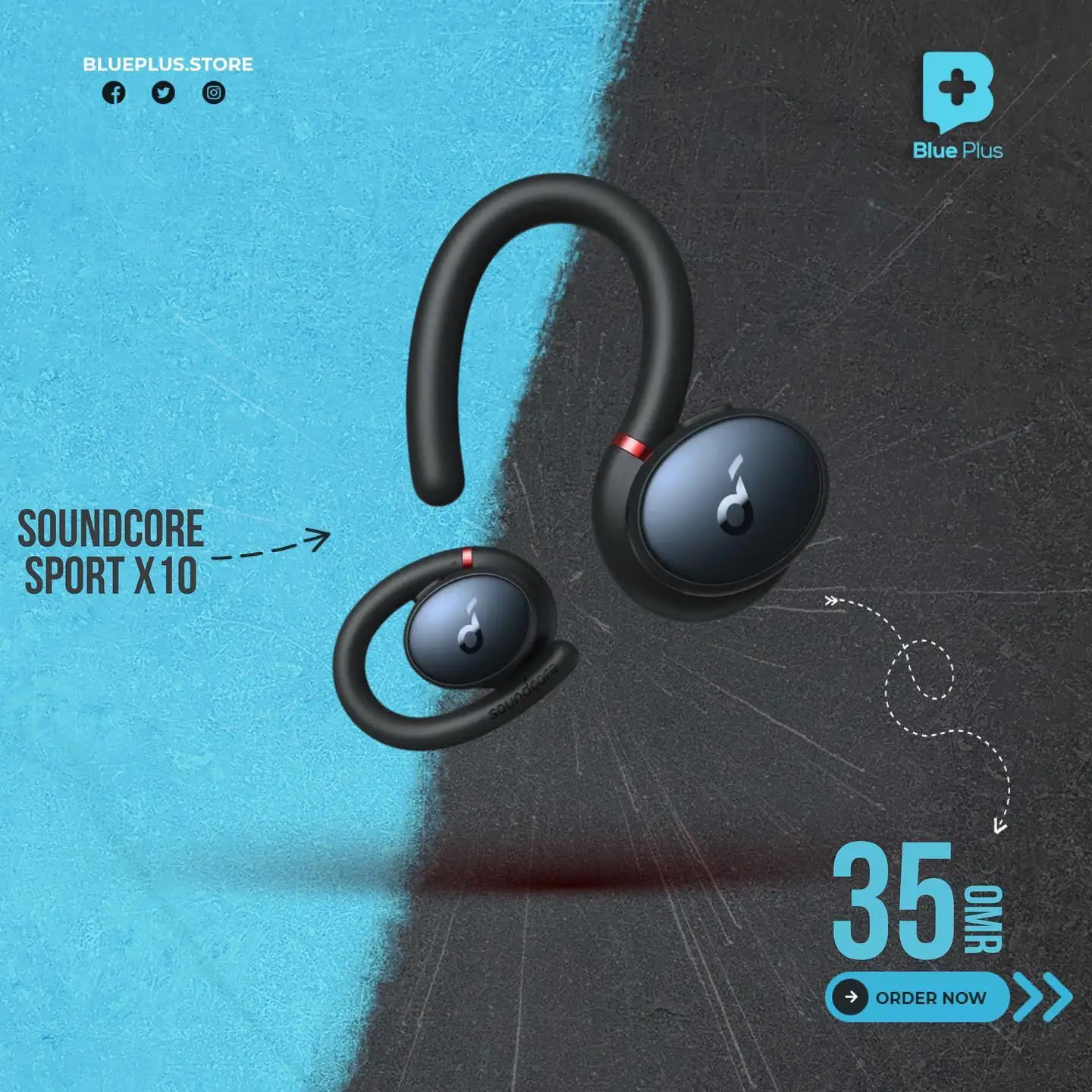 Orginal Brand New soundcore by Anker Sports X10 True Wireless Bluetooth Sport Earbuds,Rotatable Over-Ear Hooks Ultimate Comfort