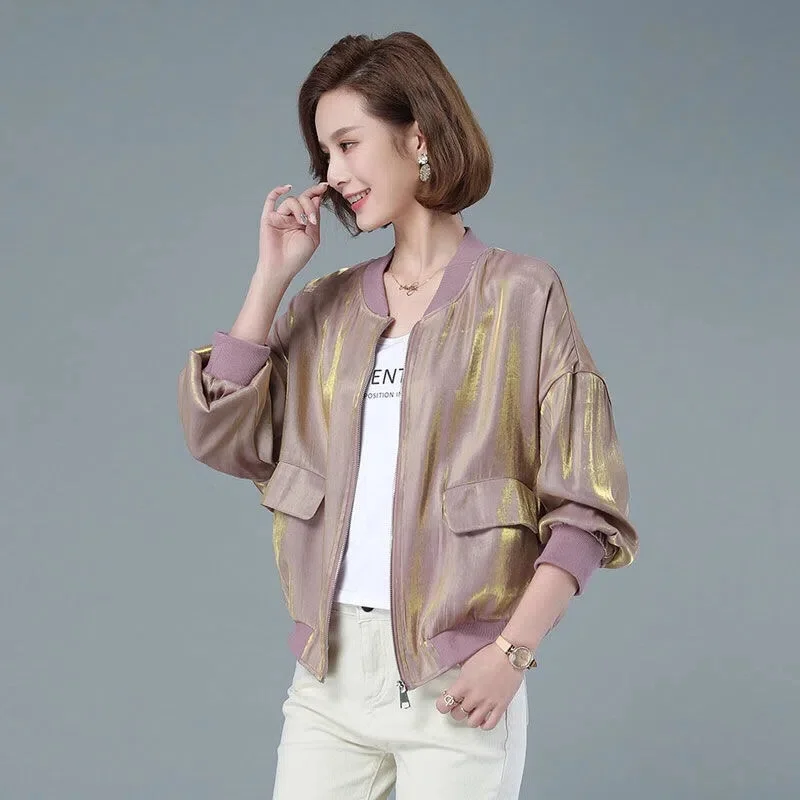 

Women Jacket 2023 New Women's Short Jacket Spring Baseball Jackets Korean Loose Fashion Jacket Middle-aged Female Lining Top