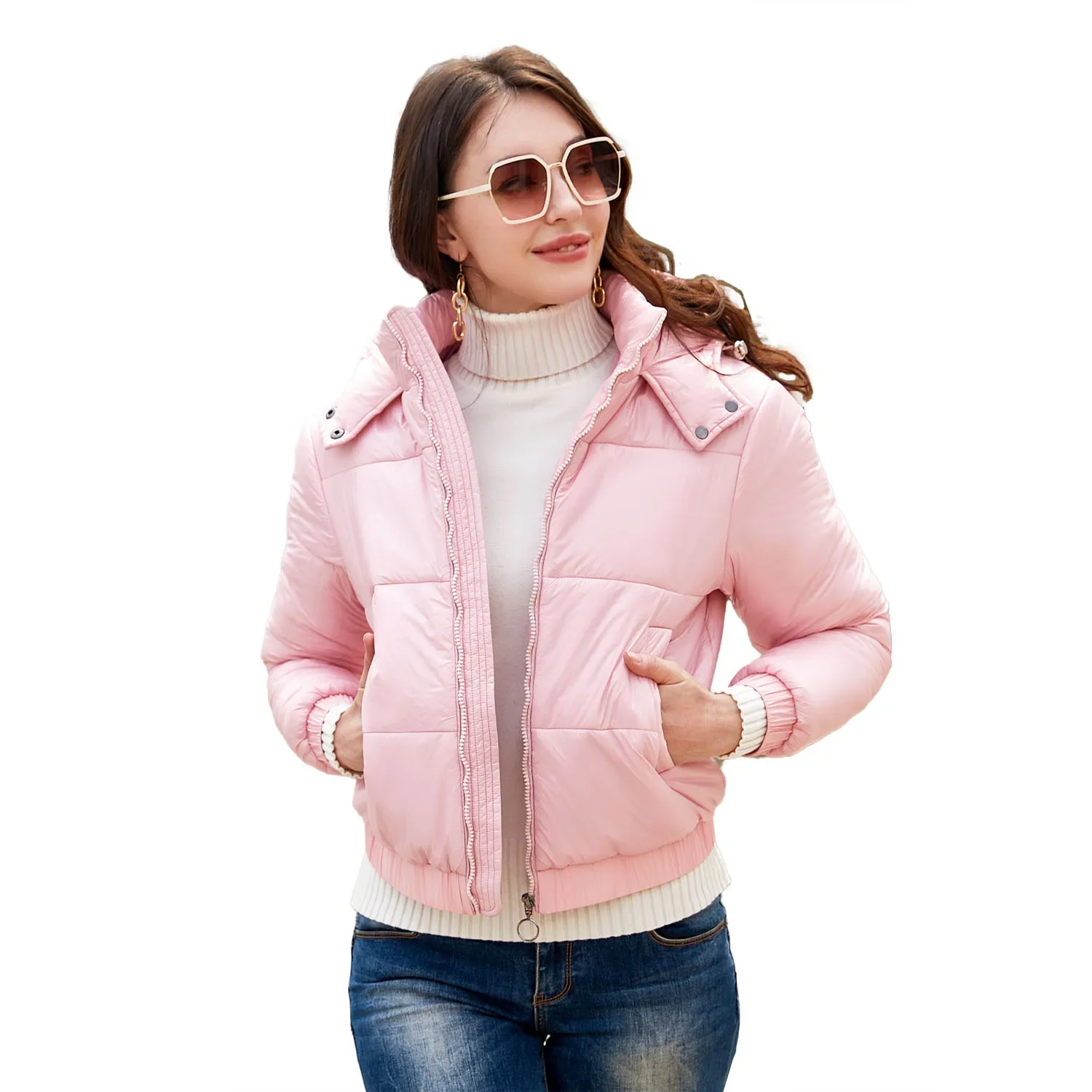 Winter Jacket Women Bomber Down Coats Yellow Body