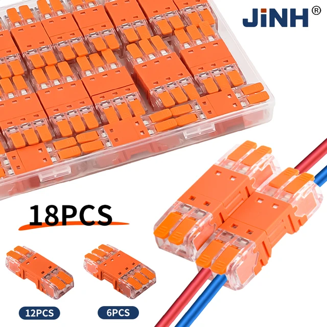 JINH CMK64 Series 18Pcs Mini Quick Connector Universal Compact Push-in Terminal Block Standard Solid Flexible Wires