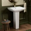 Modern ‎‎‎Rectangular Sytle Pedestal Sink for Tiny Bathrooms, L Pedestal Sink Combo with Overflow and 1 Pre-Drilled Faucet Hole 1