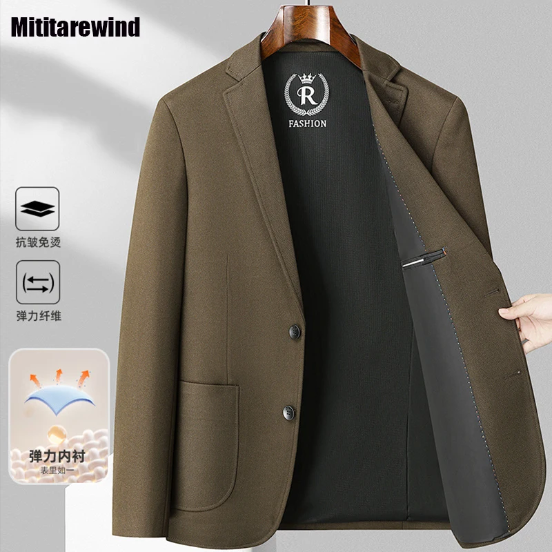 

Пиджак мужской с большими карманами, элегантный деловой Блейзер, брендовая Роскошная Одежда, повседневный Модный жакет в стиле кэжуал, на осень